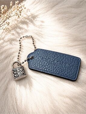 Coach Large Leather Blue Gray Purse Hang Tag